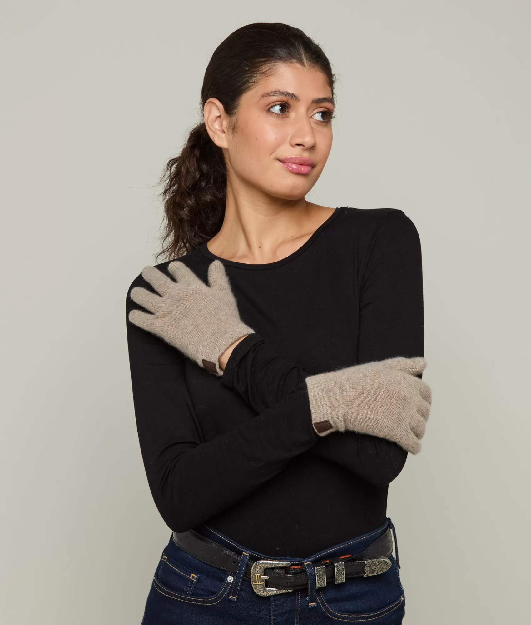 Lucchese Gloves | Cashmere Tech Gloves NileBrown