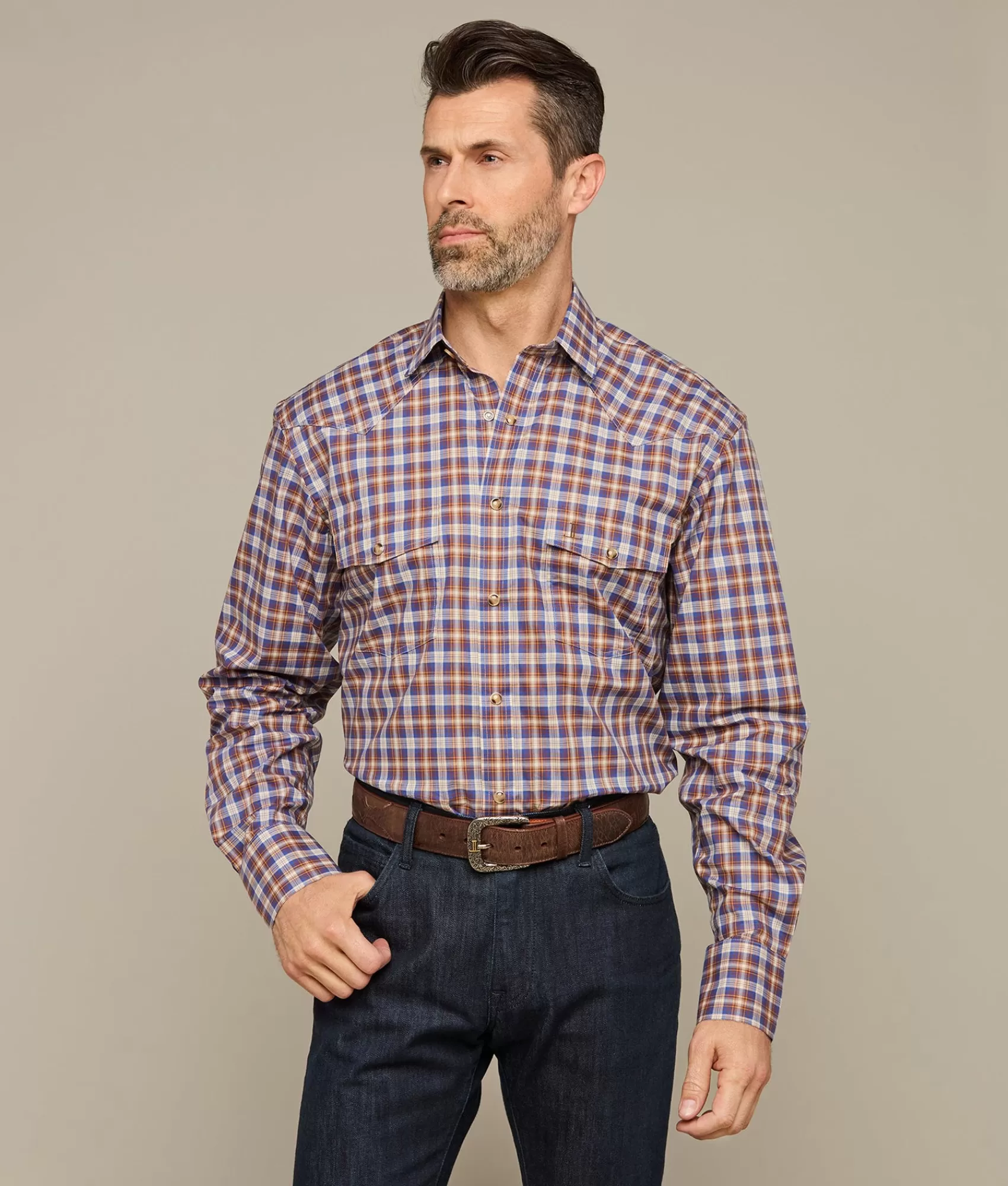 Lucchese Tops | El Paso Plaids Blue/BrownPlaid