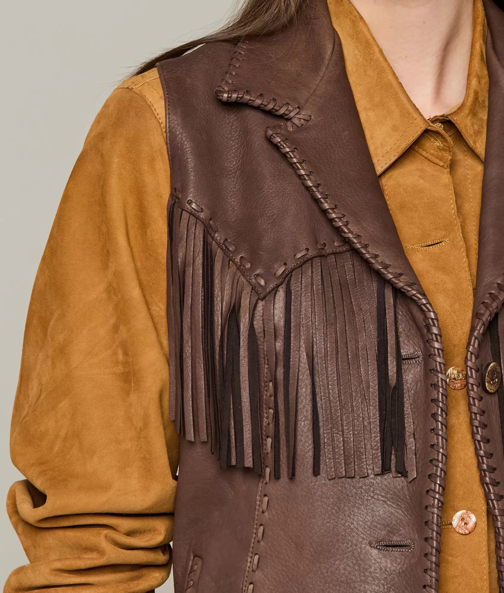 Lucchese Outerwear | Fringe Vest Chocolate