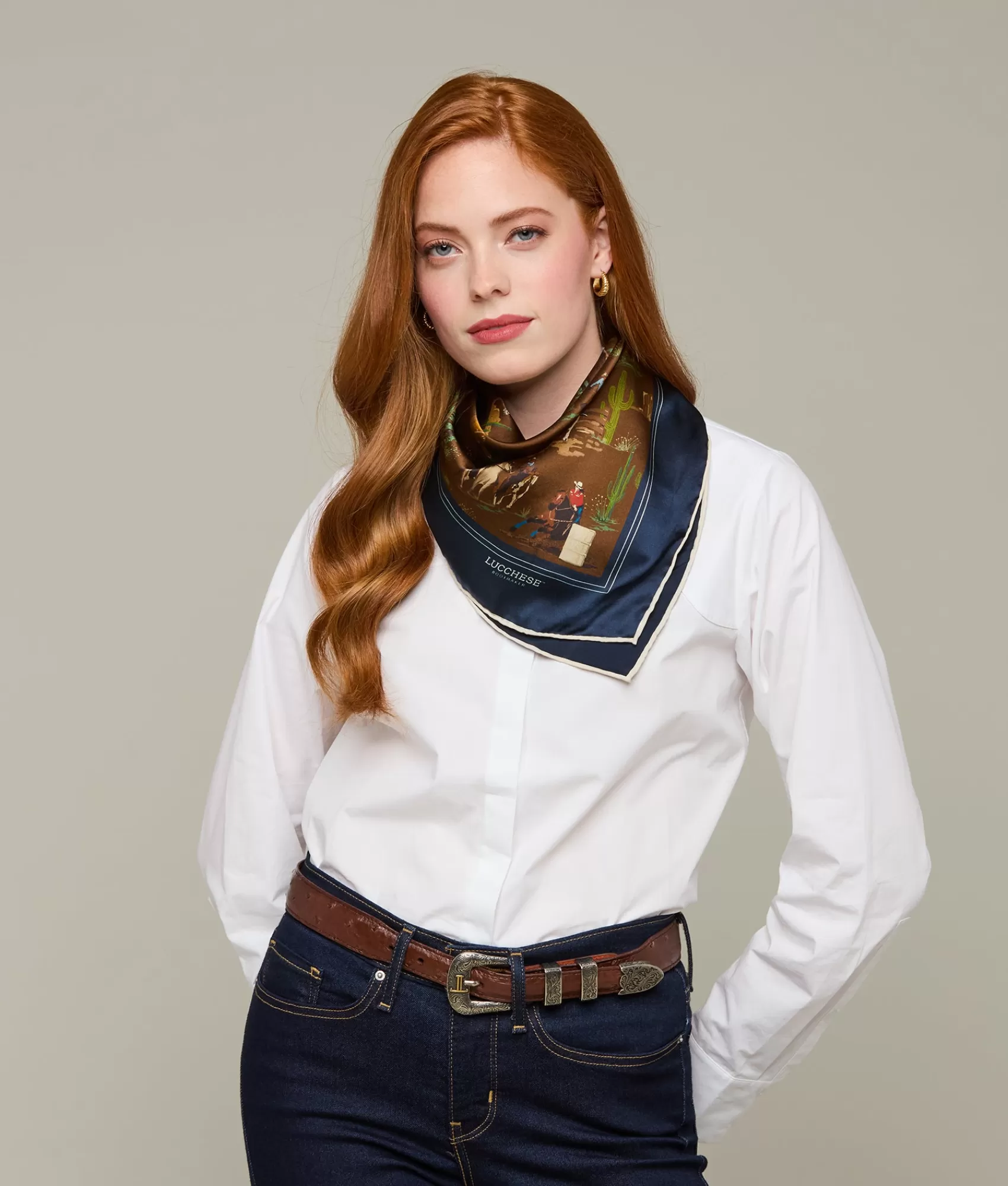 Lucchese Scarves | Scarves | Frontier Scarf Chocolate/Navy
