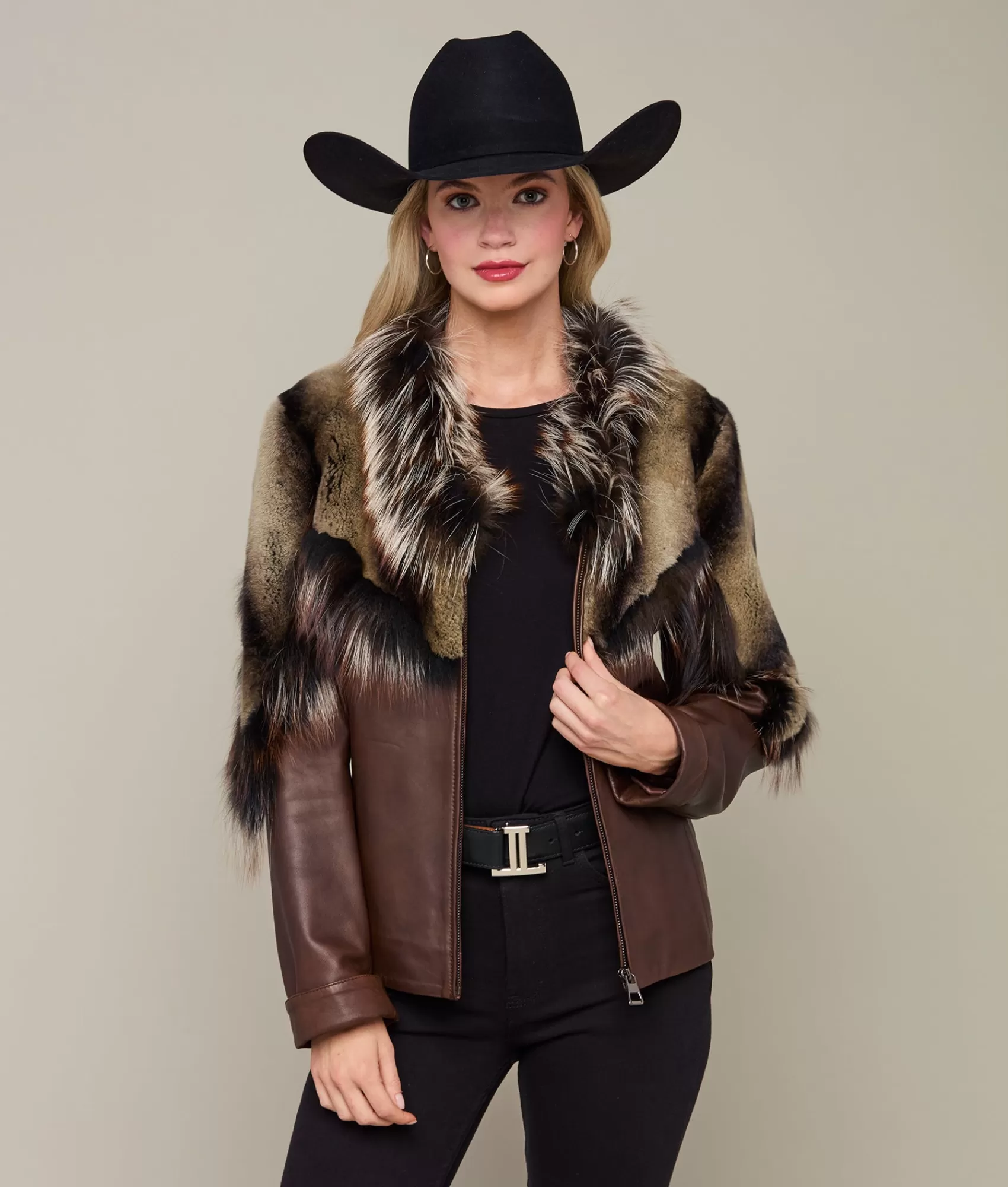 Lucchese Furs | Outerwear | Fur Yoke Jacket Brown