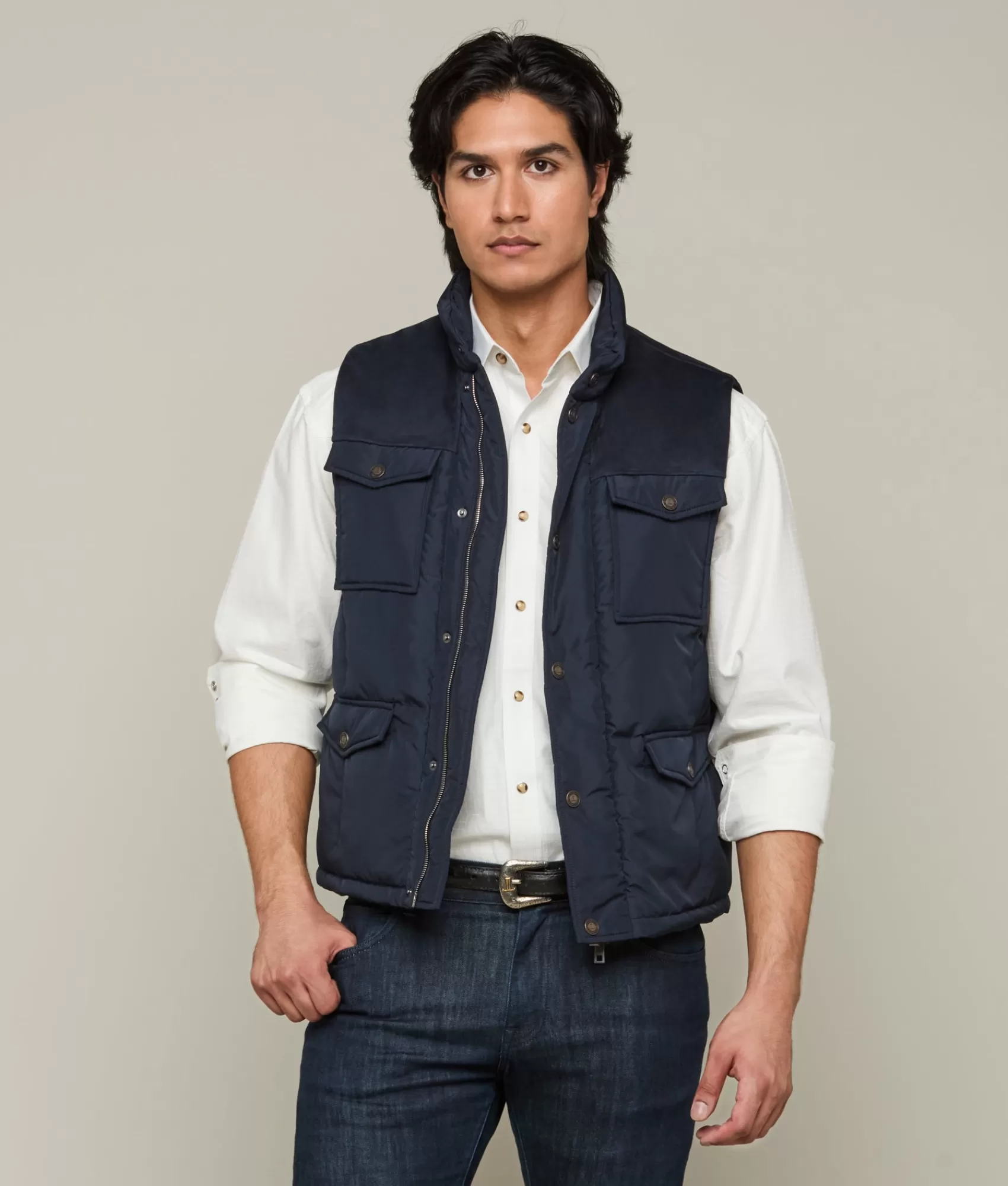 Lucchese Outerwear | John Puffer Vest Navy