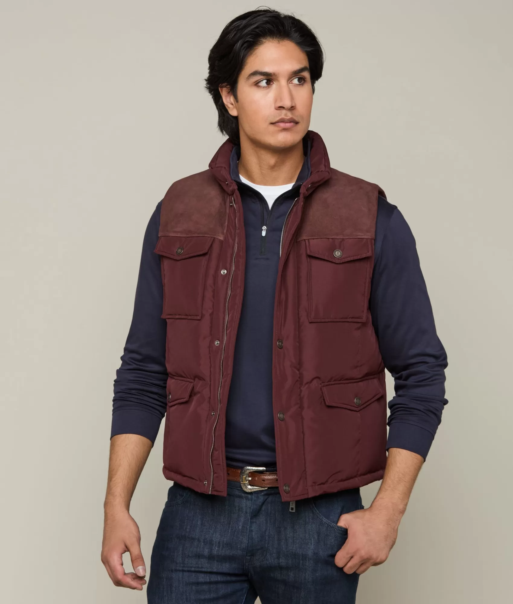 Lucchese Outerwear | John Puffer Vest Wine