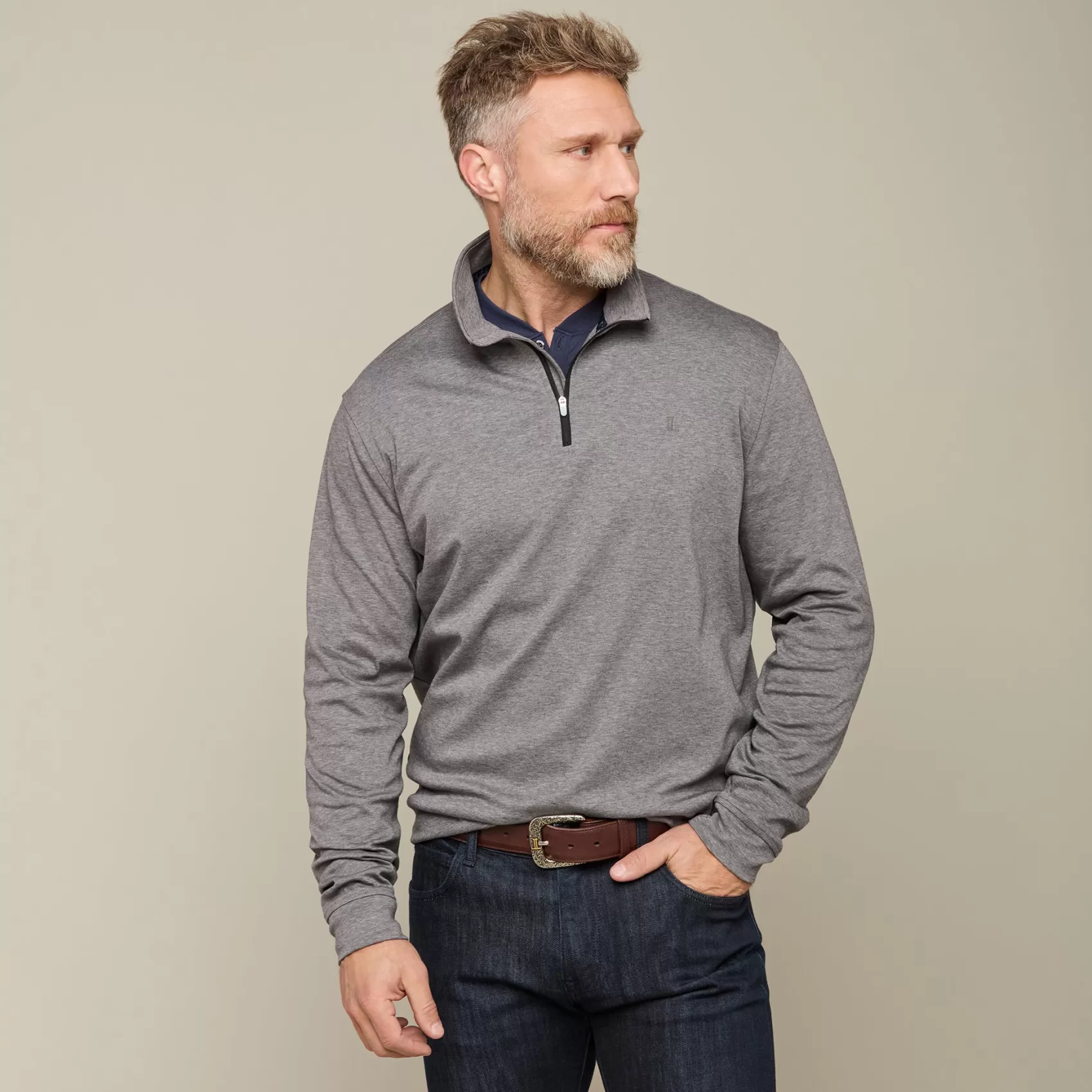 Lucchese Outerwear | Lightweight Quarter Zip Grey