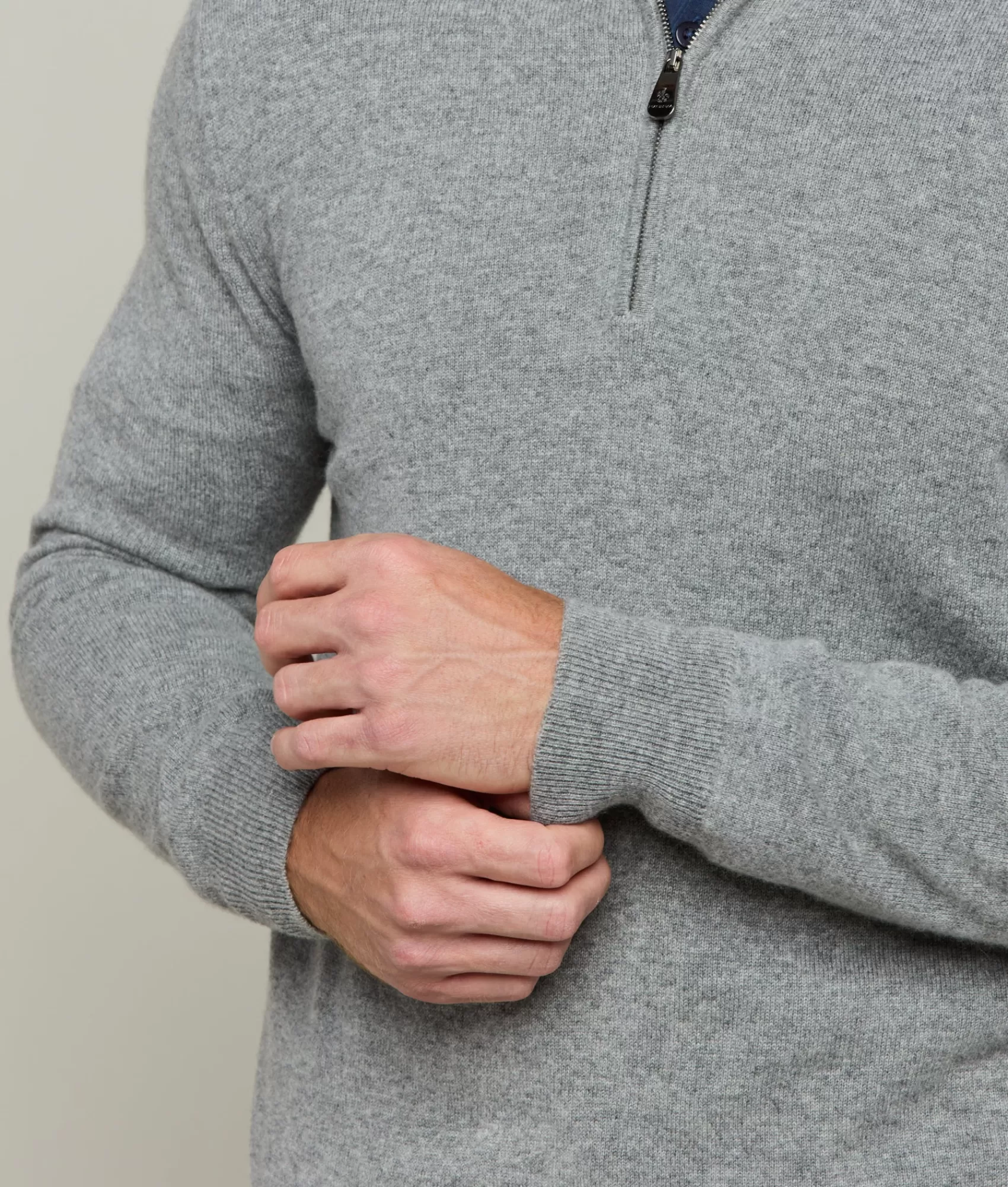 Lucchese Outerwear | Men's Cashmere Quarter Zip HeatherGrey