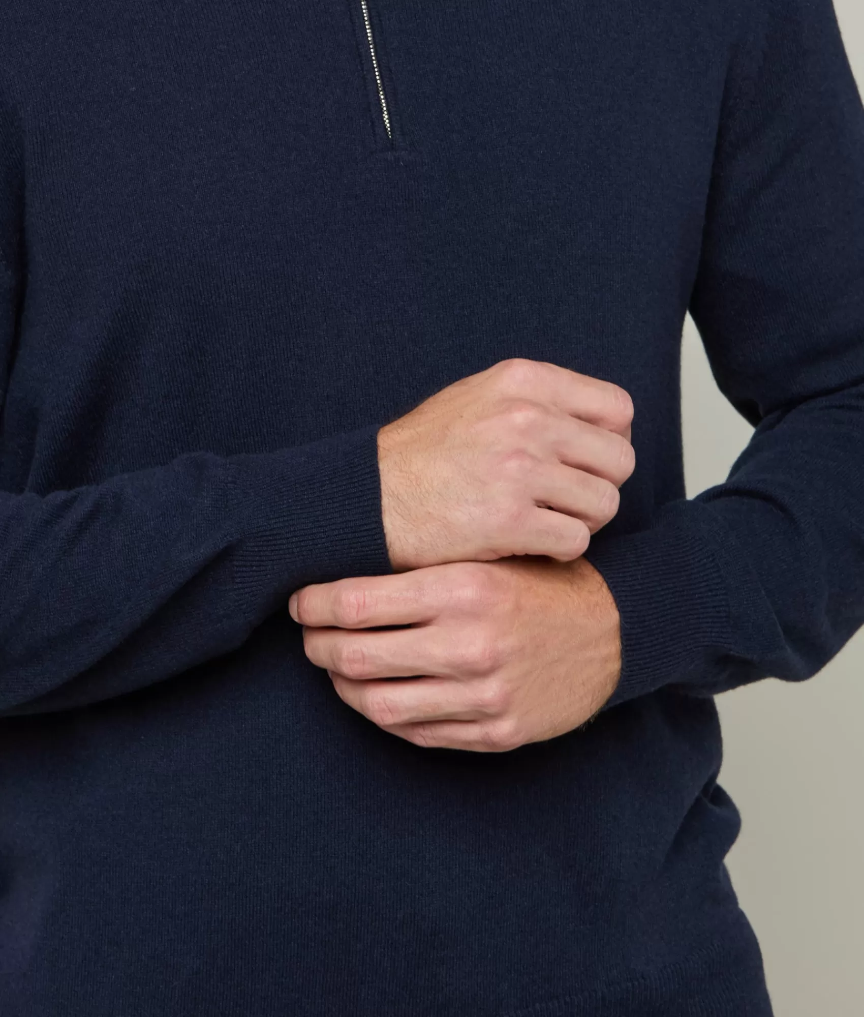 Lucchese Outerwear | Men's Cashmere Quarter Zip Navy