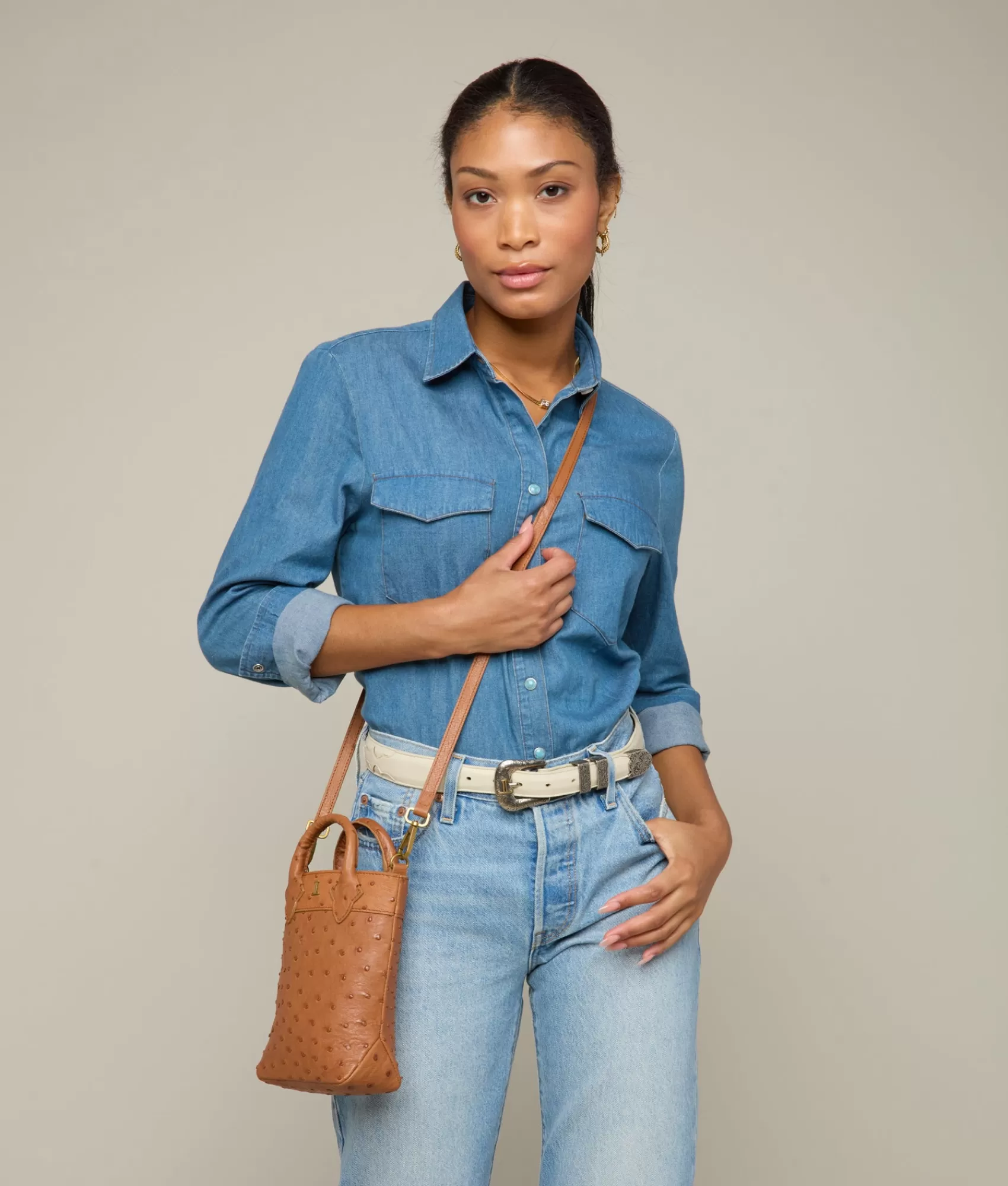 Lucchese Handbags | Mini Lola Exotic Shopper RumTan