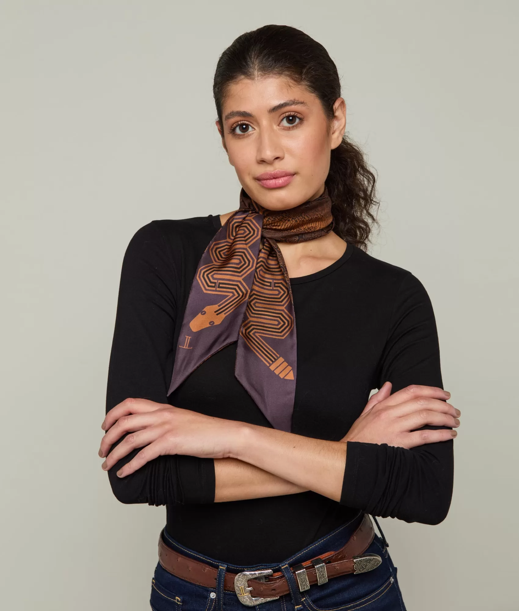 Lucchese Scarves | Serpent Twilly Cognac